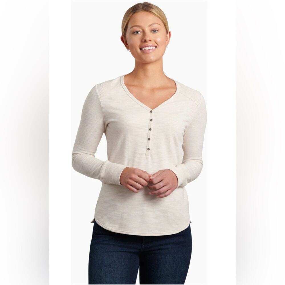 Kuhl Women's Lola Henley Thermal Cream Long Sleeve Shirt Size XL Gorpcore Hiking